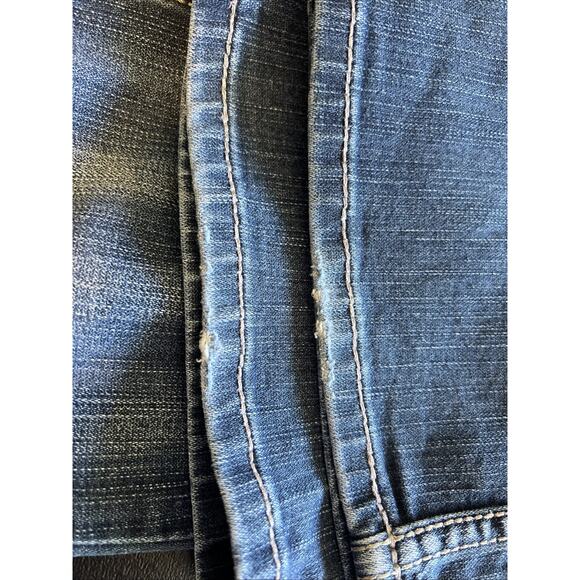 BKE Jeans Womens 31 Blue Sabrina Bootcut Denim Flap Pockets Thick Stitch Bling - Picture 16 of 16